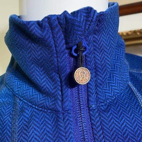 Lululemon Da Bomber Full Zip Up Jacket Blue Herringbone - Picture 9 of 14